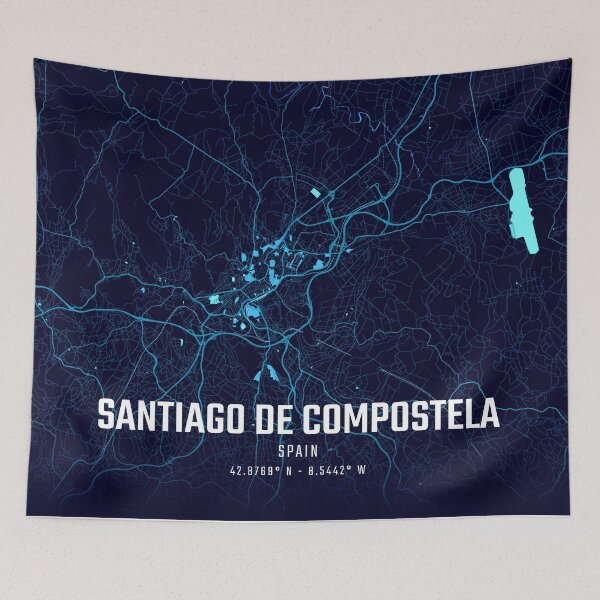 Artikelvorschau, Mitternachtsstadtplan von Santiago de Compostela entworfen und verkauft von HomeLivingCo.
