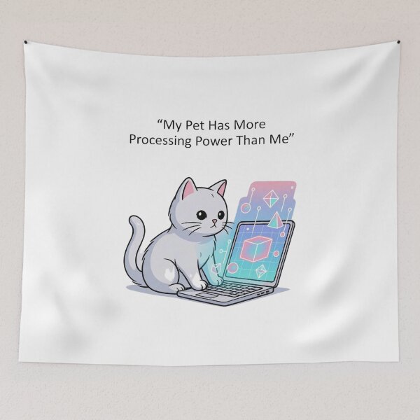 Item preview, Funny AI Cat With Laptop – Tech Humor Pet Shirt designed and sold by EcoArtTees.