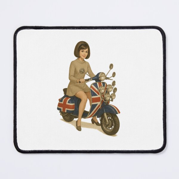 Item preview, Mod Girl Riding Union Jack Scooter – 1960s British Mod Culture Retro designed and sold by Fleetwood1994.
