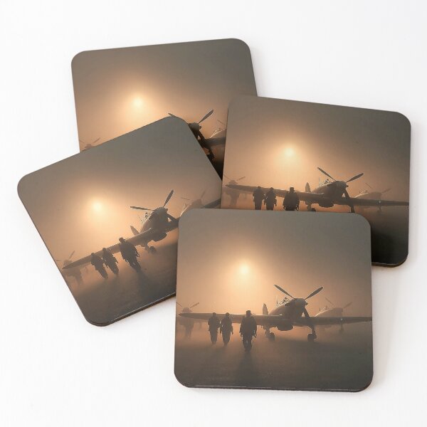 Item preview, Historic RAF Hurricane At Rest Between Sorties in Morning Light designed and sold by Skyframe Aviation.