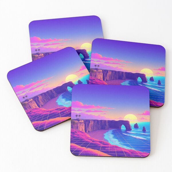 Item preview, Vaporwave Twelve Apostles Sunset Grid Aesthetic designed and sold by EllDAV777.