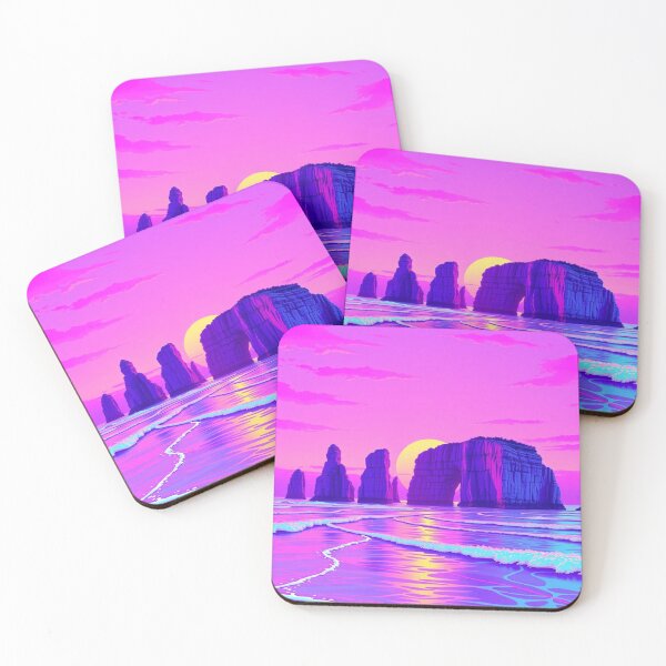 Item preview, Vaporwave Twelve Apostles Sunset - Neon Retro Art Print designed and sold by EllDAV777.