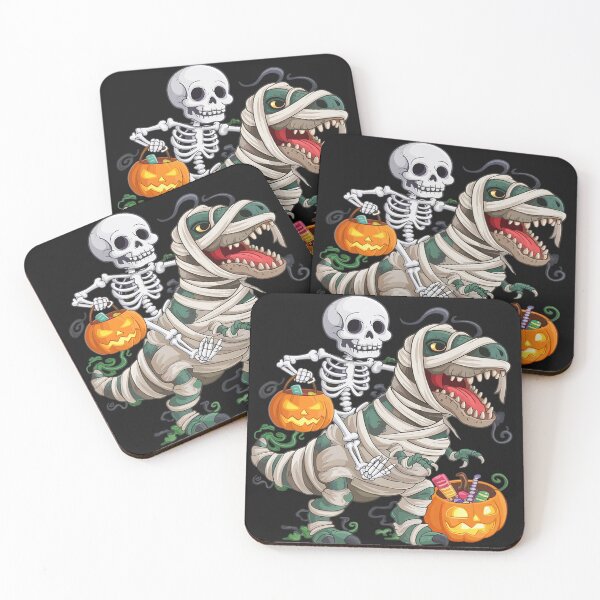 Item preview, Skeleton Riding Mummy Dinosaur T rex Halloween Funny Pumpkin designed and sold by GaryBellcvbnb.