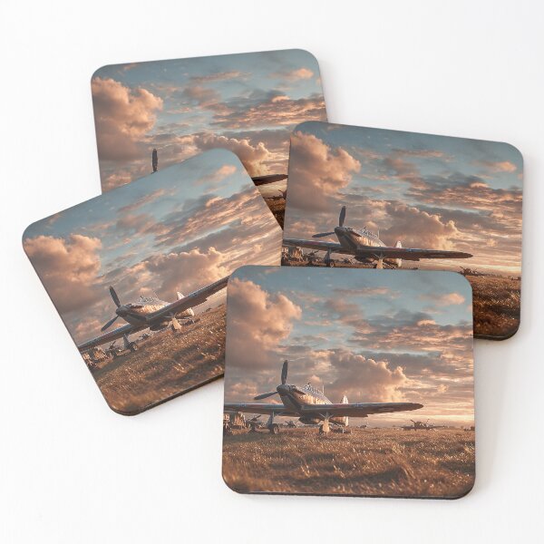 Item preview, The Hurricane Fighter Under Pre Flight Checks at Dusk designed and sold by Skyframe Aviation.