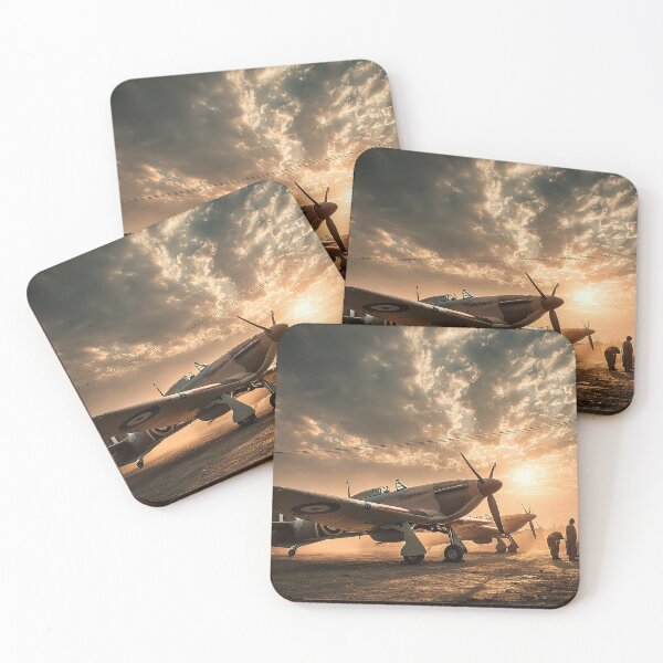 Item preview, RAF Hurricane Under Pre Flight Checks in Early Morning Mist designed and sold by Skyframe Aviation.