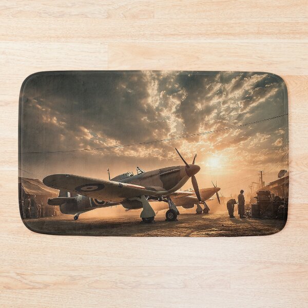 Item preview, RAF Hurricane Under Pre Flight Checks in Early Morning Mist designed and sold by Skyframe Aviation.