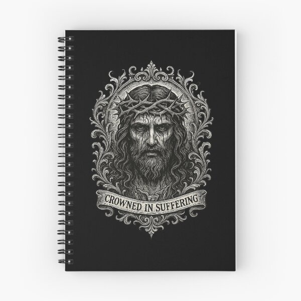 Item preview, Dark Engraved Crown of Thorns Portrait – Sacred Suffering Art designed and sold by The Devil's Bargain.