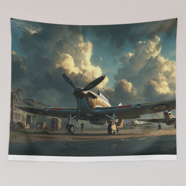 Item preview, Classic Hawker Hurricane Being Prepared for Flight at a Temporary Airbase designed and sold by Skyframe Aviation.