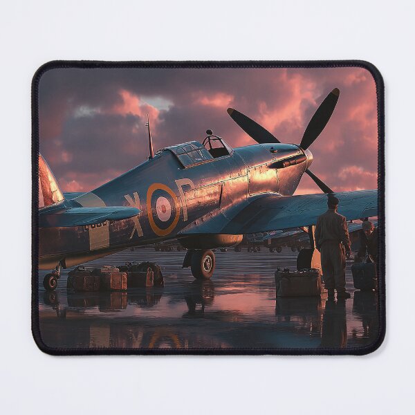 Item preview, Hawker Hurricane Being Prepared for Flight on a Windy Morning designed and sold by Skyframe Aviation.