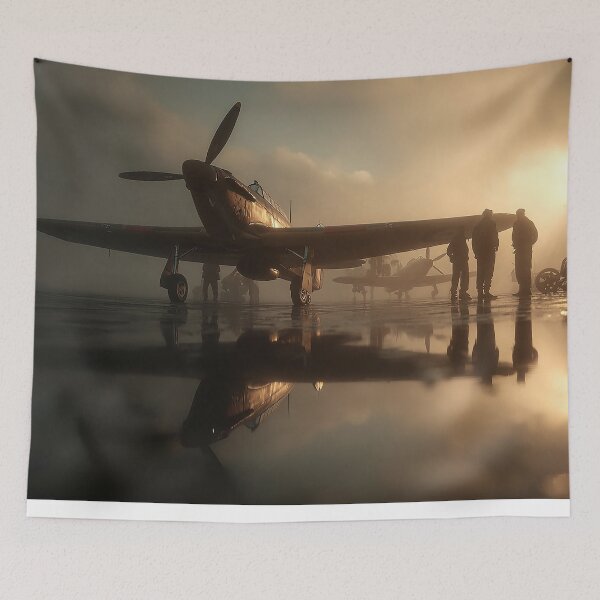 Item preview, Classic Hawker Hurricane At Rest Between Sorties in the Countryside designed and sold by Skyframe Aviation.