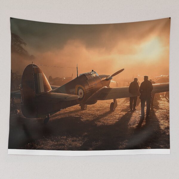 Item preview, Fighter Hurricane On the Edge of the Runway in Low Light designed and sold by Skyframe Aviation.