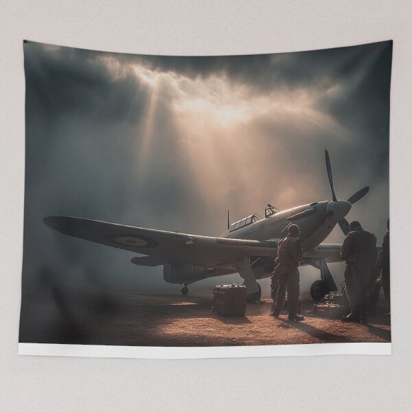 Item preview, The Hurricane Fighter With Mechanics Working during Training Preparations designed and sold by Skyframe Aviation.
