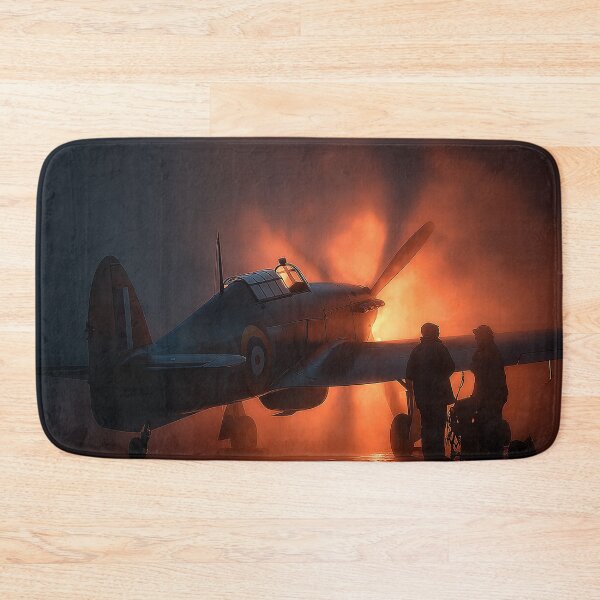 Item preview, British Hurricane Aircraft Under Pre Flight Checks in Early Morning Mist designed and sold by Skyframe Aviation.