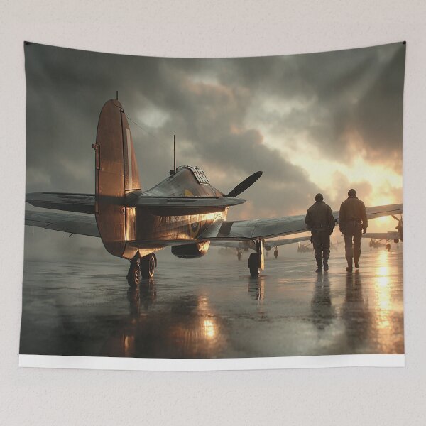 Item preview, Royal Air Force Hurricane During Refuelling Operations in Morning Light designed and sold by Skyframe Aviation.