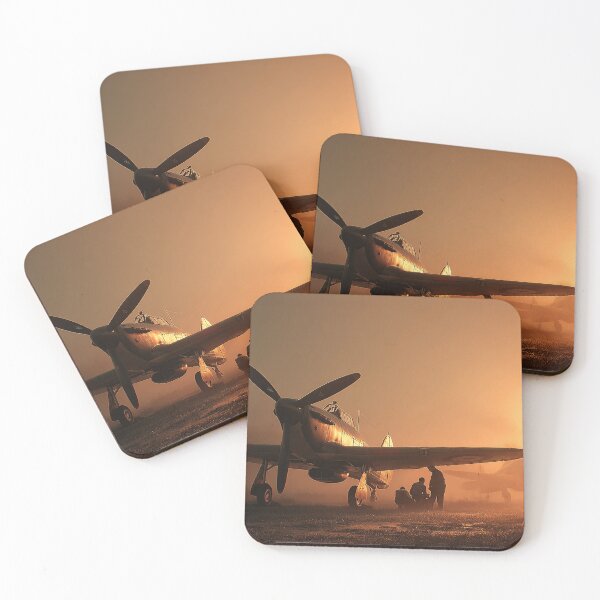 Item preview, Fighter Hurricane At Rest Between Sorties at Dusk designed and sold by Skyframe Aviation.