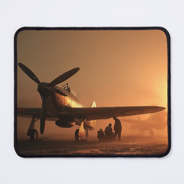 Item preview, Fighter Hurricane At Rest Between Sorties at Dusk designed and sold by Skyframe Aviation.