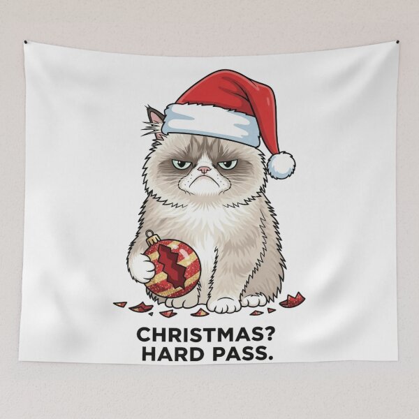 Item preview, Grumpy Cat Christmas T-Shirt: Christmas Hard Pass Sarcastic Holiday Humor Tee. Funny Cat designed and sold by ZyxDes.