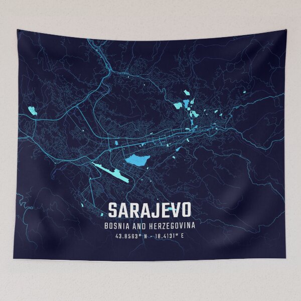 Artikelvorschau, Stadtplan von Sarajevo bei Mitternacht entworfen und verkauft von HomeLivingCo.