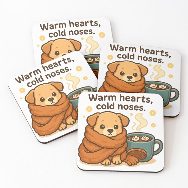 Item preview, Warm Hearts Cold Noses Puppy – Cozy Winter Dog Illustration designed and sold by PawWave.