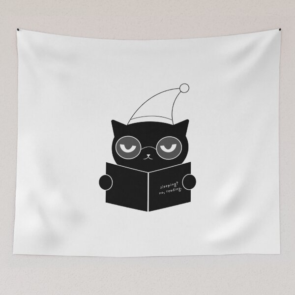 Item preview, sleeping? no reading. - Cat Illustration designed and sold by Crealice.