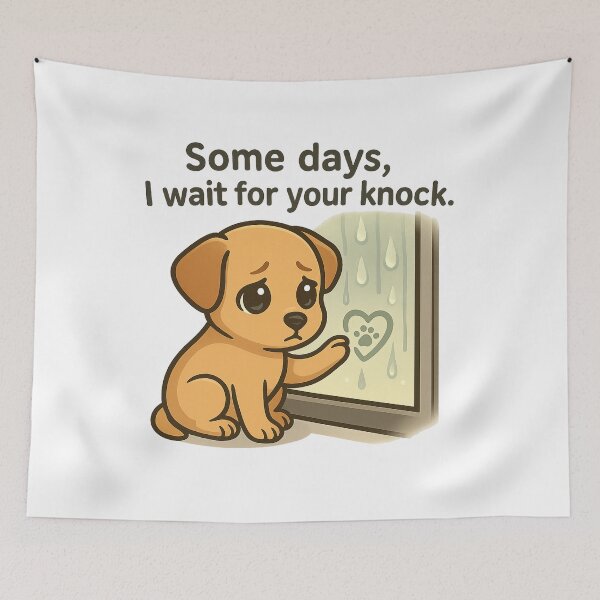 Item preview, Sad Puppy By Rainy Window – Paw Heart Condensation Quote Design designed and sold by PawWave.