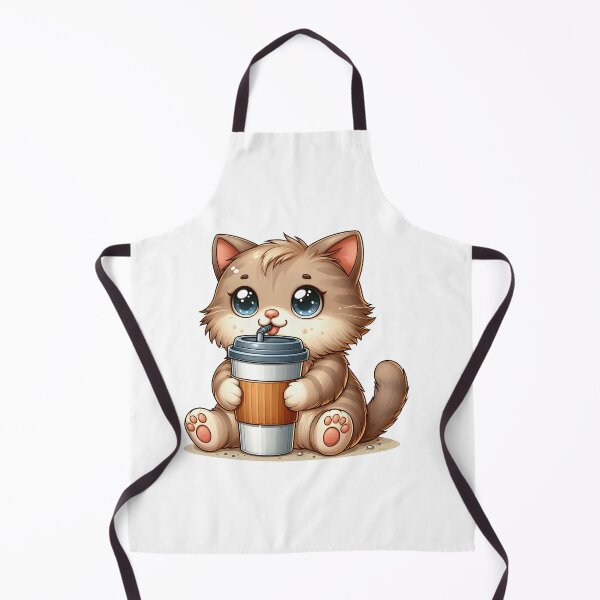 Item preview, Cute Beige Kitten with Iced Coffee Cup – Kawaii Café Cat Art designed and sold by Lulunza.