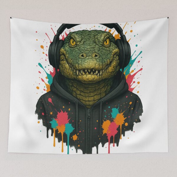 Item preview, Urban Crocodile – Hoodie & Headphones Graffiti Drip Art designed and sold by thtCMRAguy.