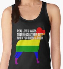 Dog Rainbow Gay Pride Flag Real Love Makes Them Wiggle Their Butt When You Enter A Room Women's Tank Top