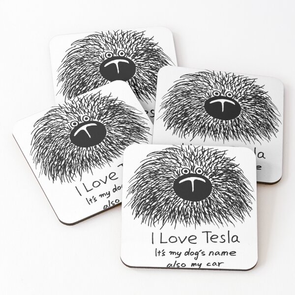Item preview, funny animal pet dog cartoon art: i love tesla designed and sold by jameshowgelpen.