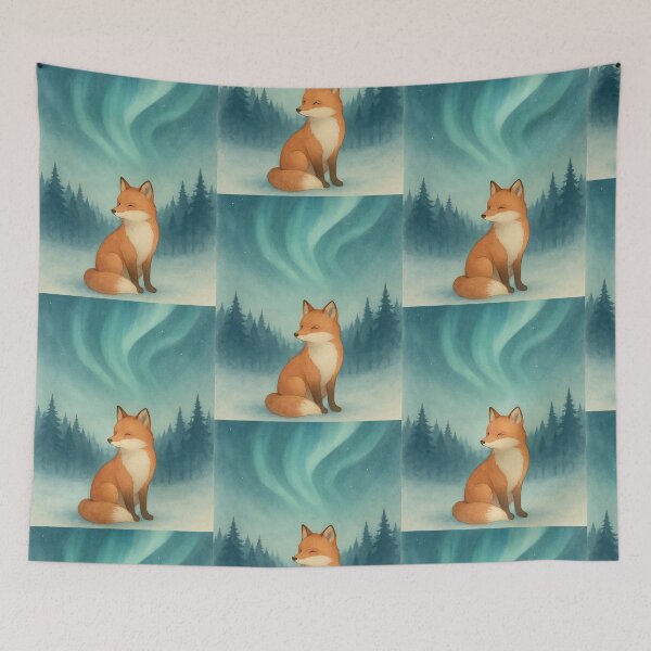 Item preview, Arctic Fox Under Aurora Borealis designed and sold by Harleqindesign.