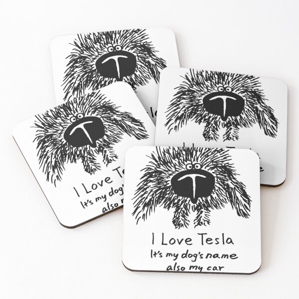 Item preview, funny animal pet dog cartoon art: i love tesla designed and sold by jameshowgelpen.