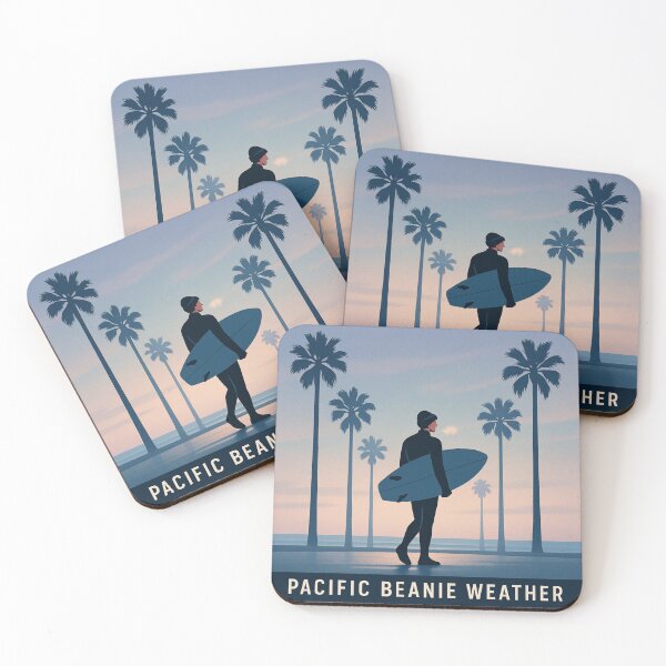 Item preview, Pacific Beanie Weather | California Winter Surf Art designed and sold by POD DYNASTY | Original Print On Demand T-Shirt Graphics.