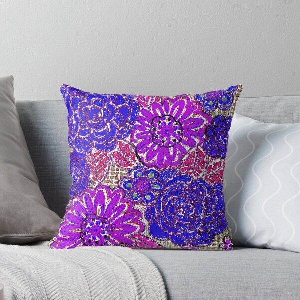Item preview, Floral grid blueberry stain designed and sold by bekki smith.
