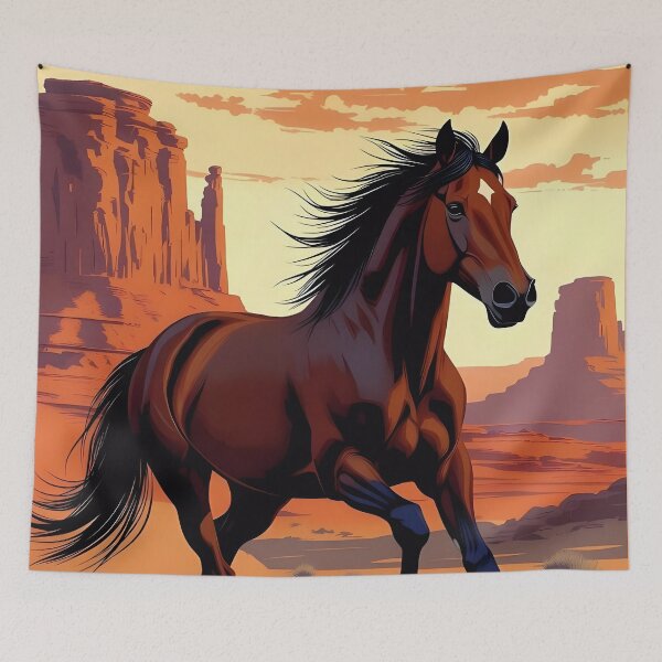 Item preview, Epic Wild Mustang Gallop - Surreal Desert Sunset in Vibrant Vector Art designed and sold by AiDigitalSanctum.