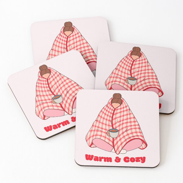 Item preview, Cozy Girl Wrapped in Plaid Blanket Holding Warm Drink Illustration designed and sold by Shiningsticker8.