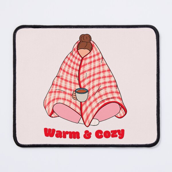 Item preview, Cozy Girl Wrapped in Plaid Blanket Holding Warm Drink Illustration designed and sold by Shiningsticker8.