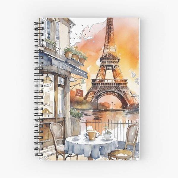Item preview, Parisian Cafe Sunset Eiffel Tower Watercolor designed and sold by Evan-Tees.