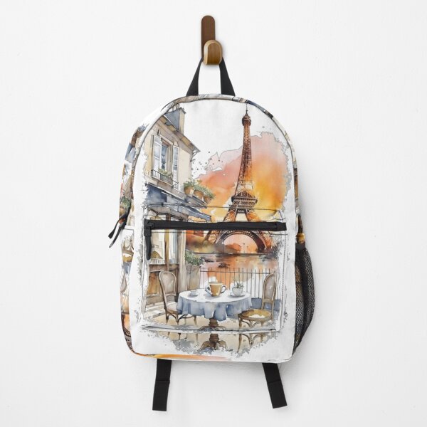 Item preview, Parisian Cafe Sunset Eiffel Tower Watercolor designed and sold by Evan-Tees.