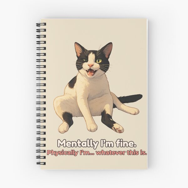 Item preview, Mentally I’m Fine Cat – Funny Relatable Tuxedo Cat Meme Illustration designed and sold by MagicMeow1.