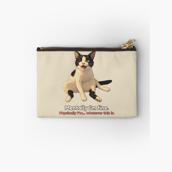 Item preview, Mentally I’m Fine Cat – Funny Relatable Tuxedo Cat Meme Illustration designed and sold by MagicMeow1.