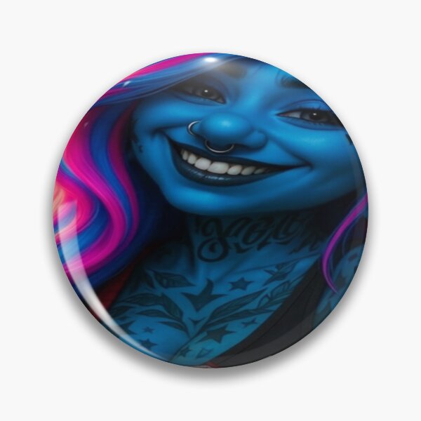 Item preview, Neon Punk Smurfette — Blue Bad Girl with AC/DC Tank & Glow Hair designed and sold by LINGLYPHIX.