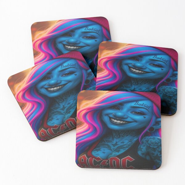Item preview, Neon Punk Smurfette — Blue Bad Girl with AC/DC Tank & Glow Hair designed and sold by LINGLYPHIX.