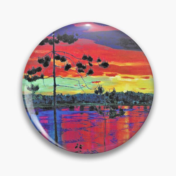 Item preview, Atardecer neón vibrante sobre el lago Forest designed and sold by CCC2021.