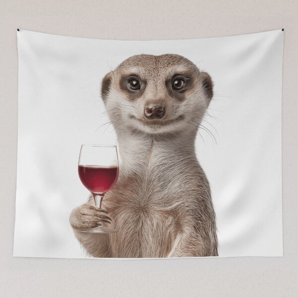 Item preview, Meerkat Holding Wine Glass Digital Illustration designed and sold by LazyOwlStore.