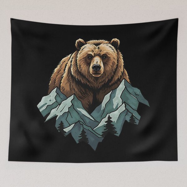 Item preview, Mountain Guardian Bear & Mountains Art designed and sold by DesignedByMarty.