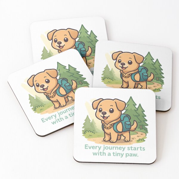 Item preview, Adventure Puppy on Forest Trail – Tiny Paw Journey Quote Design designed and sold by PawWave.