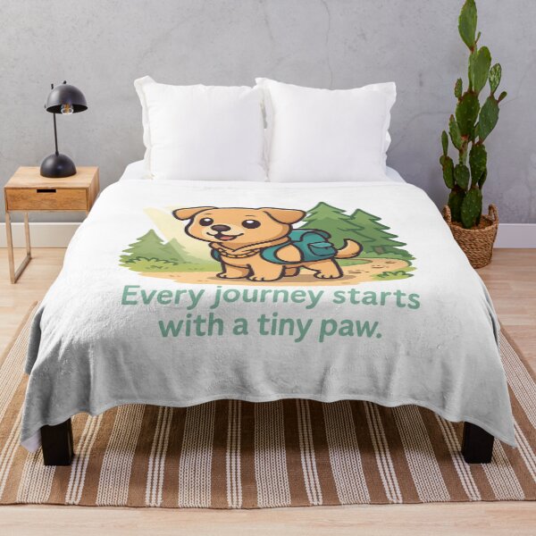 Item preview, Adventure Puppy on Forest Trail – Tiny Paw Journey Quote Design designed and sold by PawWave.
