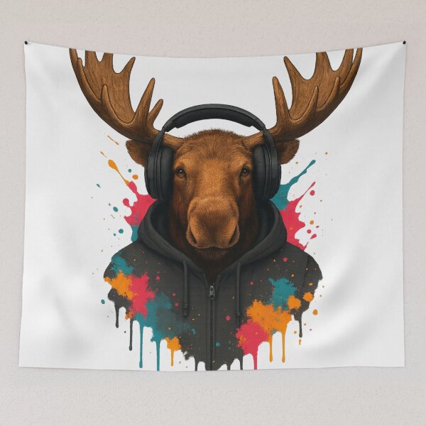 Item preview, Urban Moose – Graffiti Paint Splatter Hoodie & Headphones Art designed and sold by thtCMRAguy.