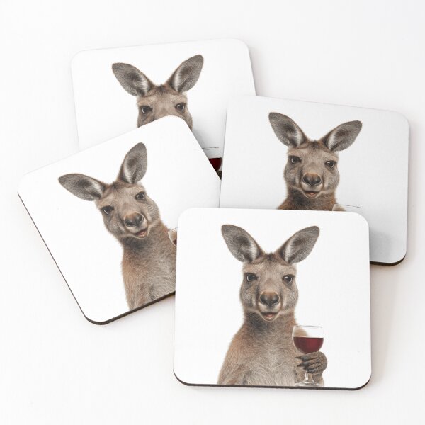 Item preview, Cute Smiling Kangaroo Holding a Wine Glass designed and sold by LazyOwlStore.