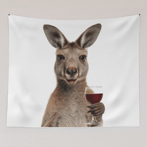 Item preview, Cute Smiling Kangaroo Holding a Wine Glass designed and sold by LazyOwlStore.